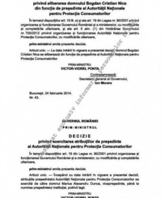 Preşedintele ANPC, eliberat din funcţie; Dunca preia atribuţiile